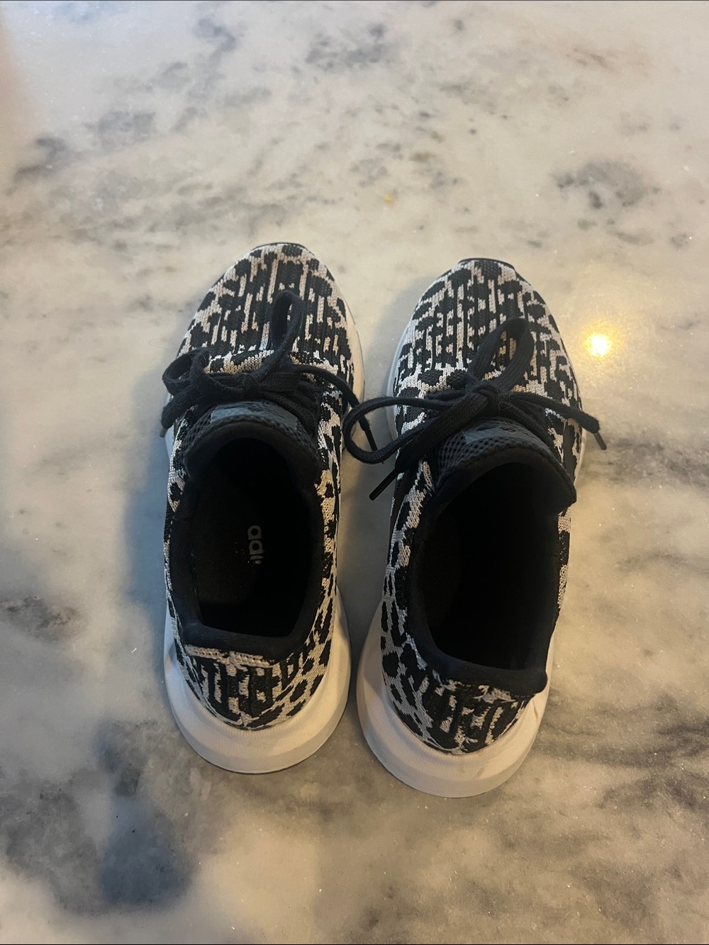 adidas Black and White Knit Lace-Up Sneakers